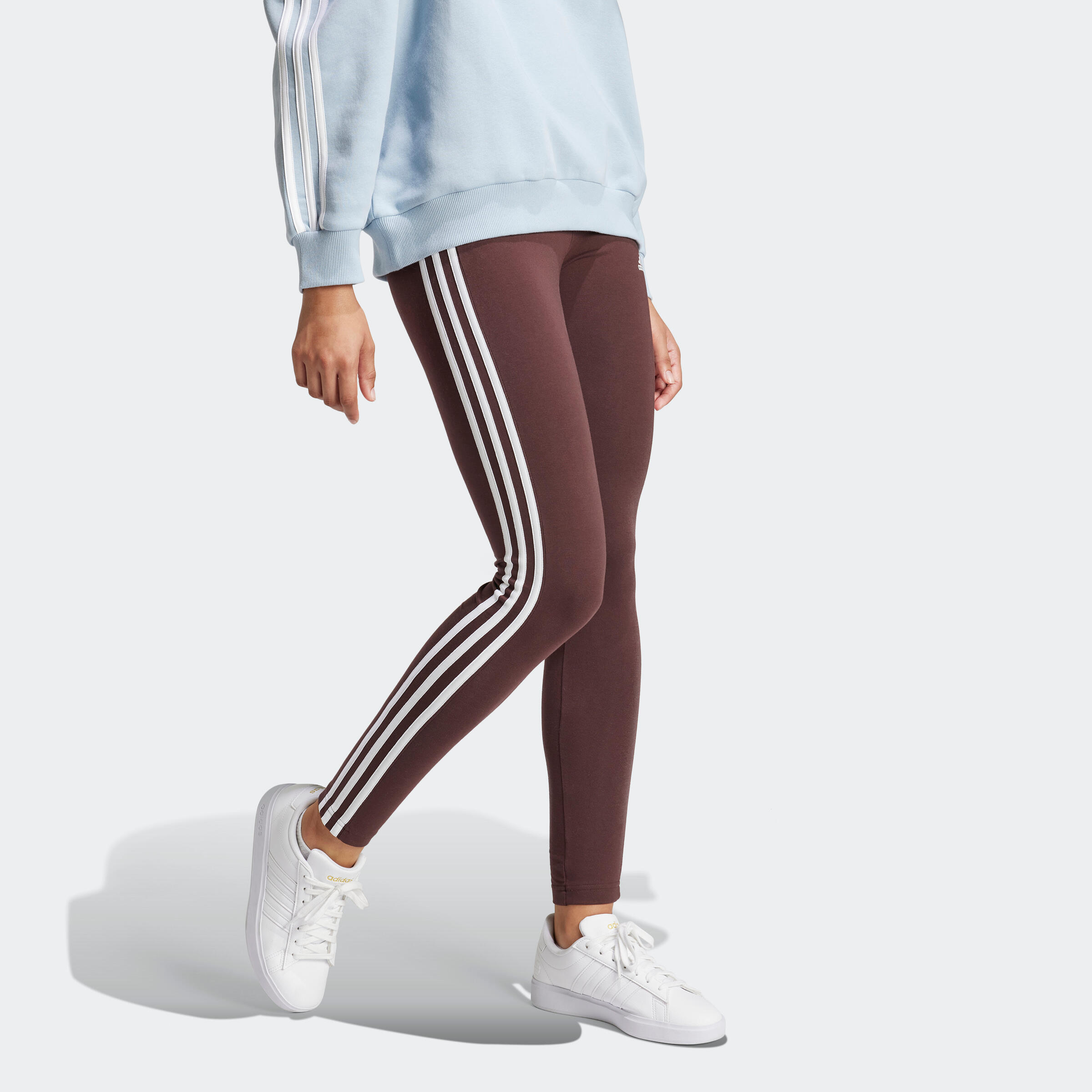 Adidas Legging donna con stampa a 3 strisce - marrone