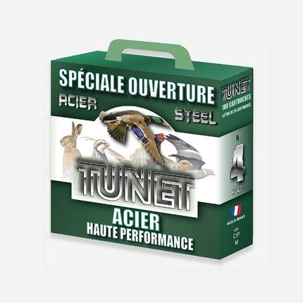 Patronenpäckchen Tunet Kaliber 12 Stahl 32 g Ouverture Schrotgröße Nr. 4 ×100