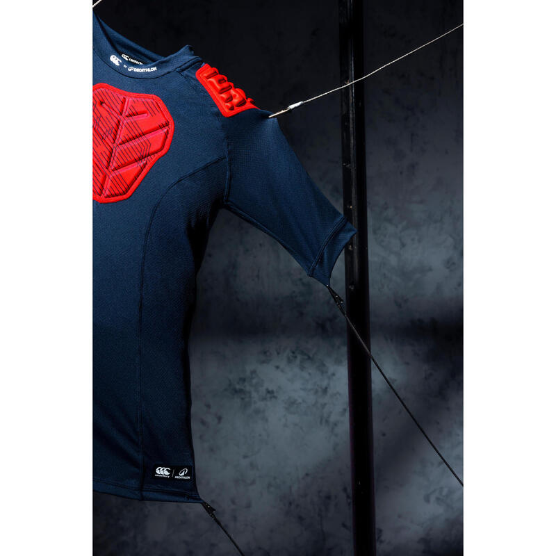 Tricou protecție umeri Rugby R500 Canterbury Albastru Copii