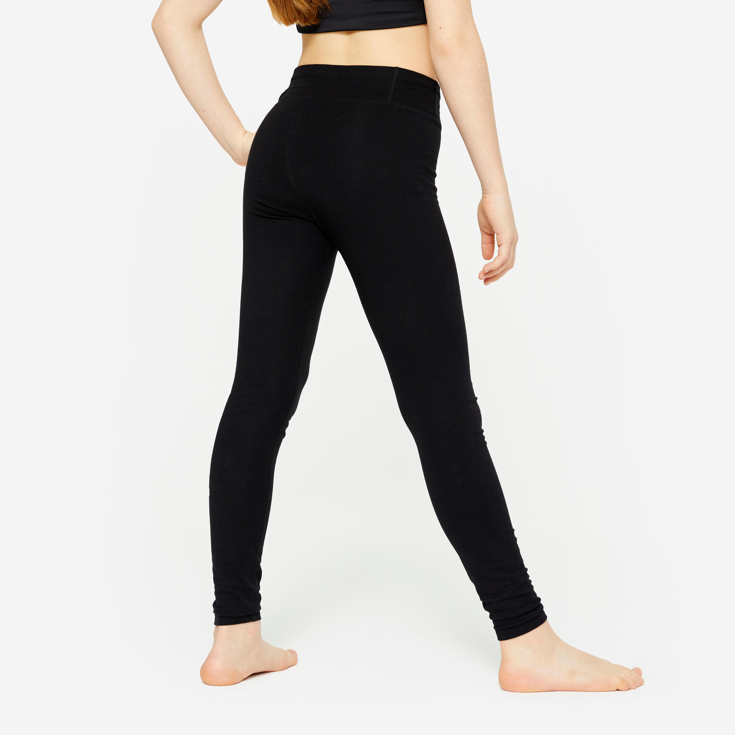 Tanz-Leggings Modern Dance hoher Taillenbund Mädchen - schwarz 4/5