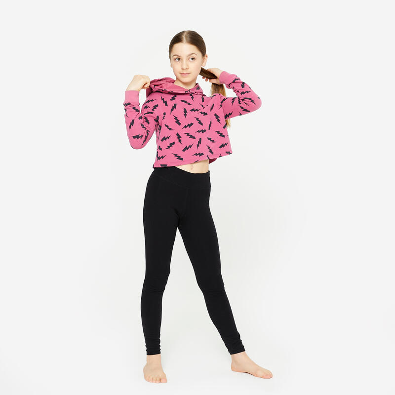 Sweat danse modern jazz crop avec capuche fille, rose cendré