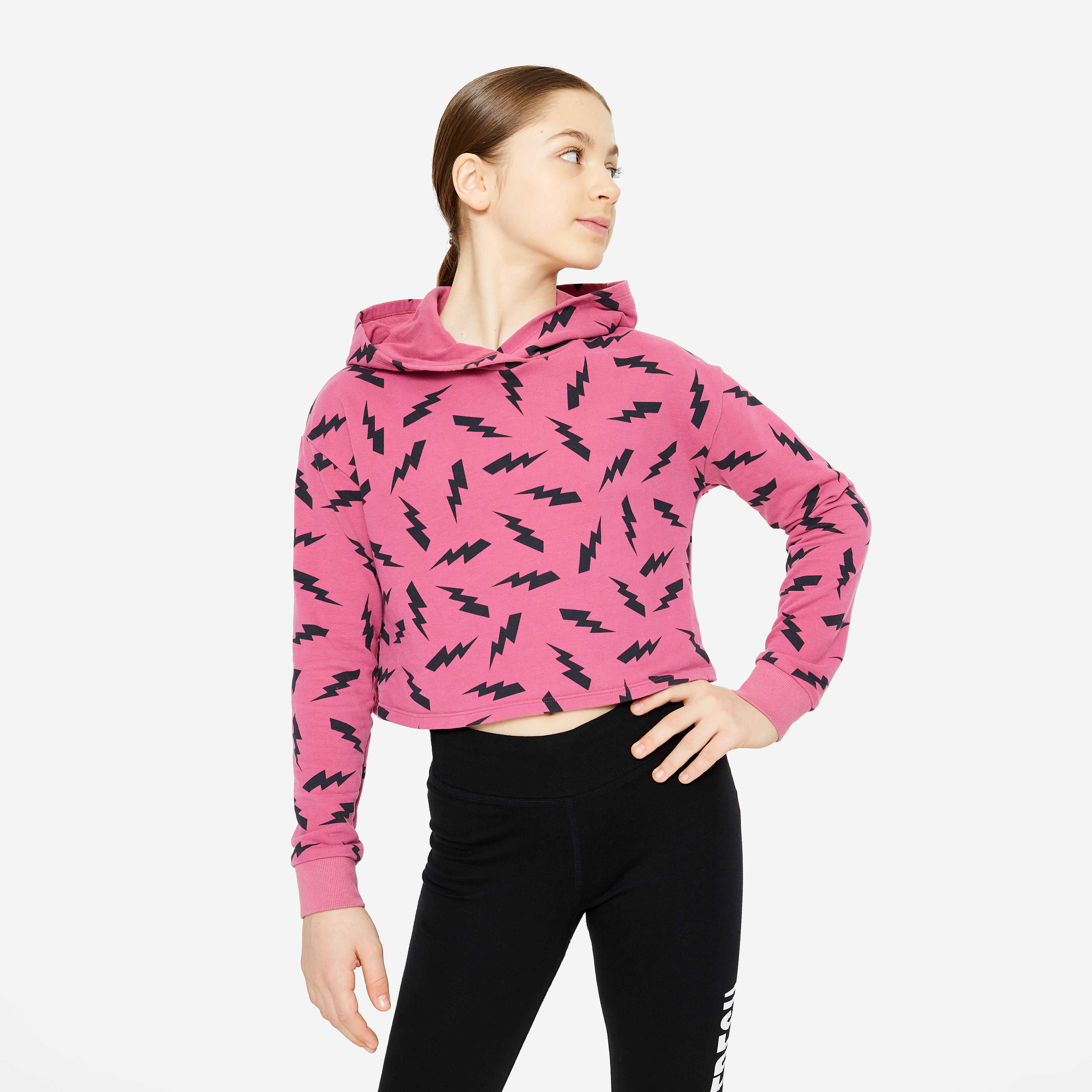 Girls Modern Dance Jazz Cropped Hoodie Ash Pink Decathlon