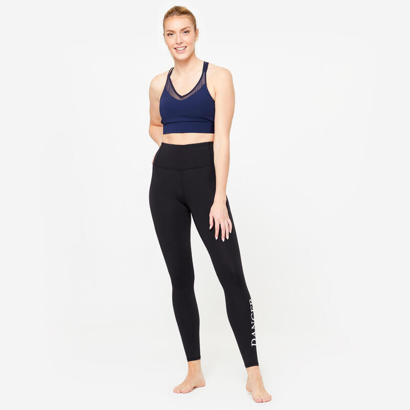 Legging danse moderne taille haute ceinture plate Femme - noir