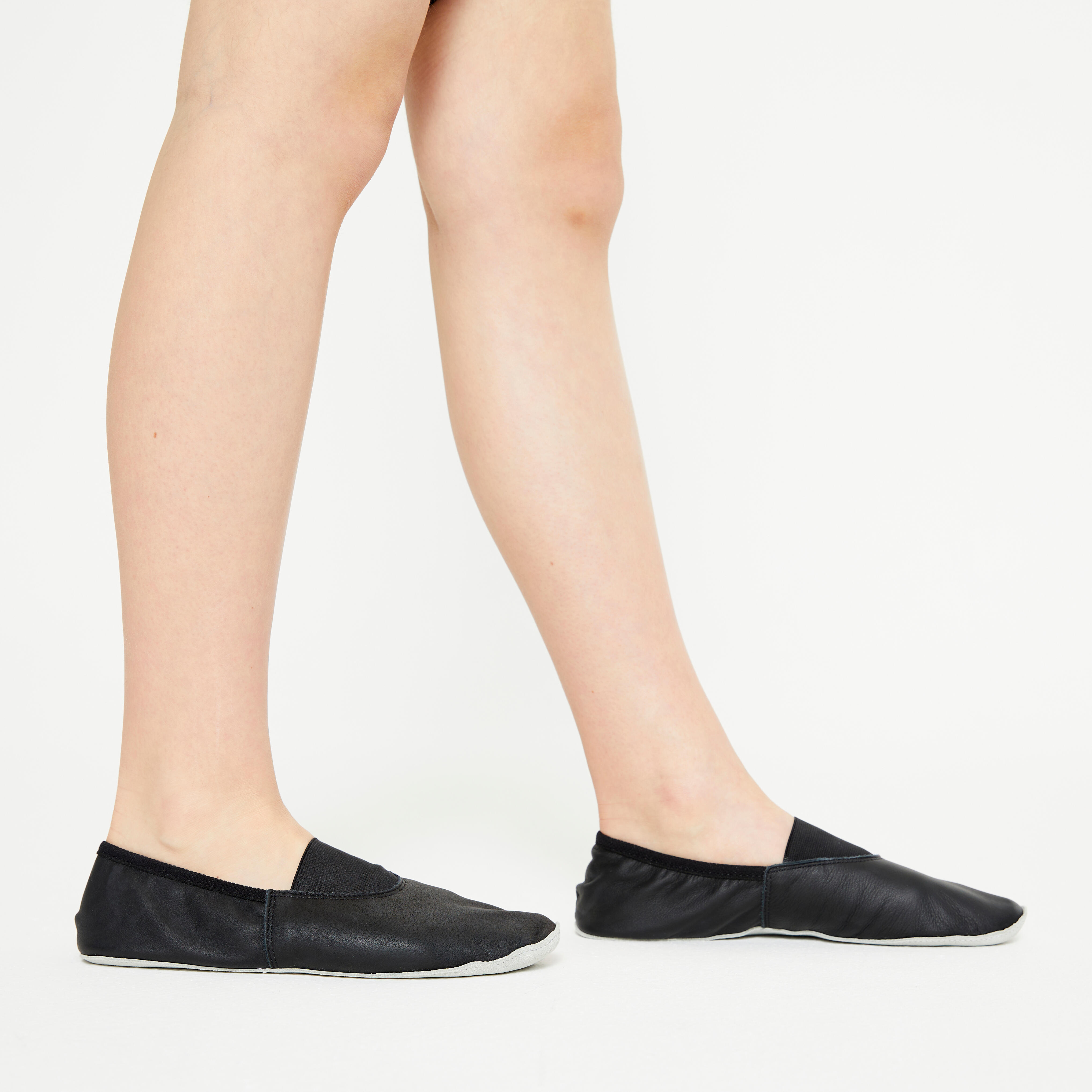 Soft leather modern'jazz dance slippers - black