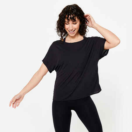 Women's Modern Dance Loose-Fit Short-Sleeved T-Shirt - Black