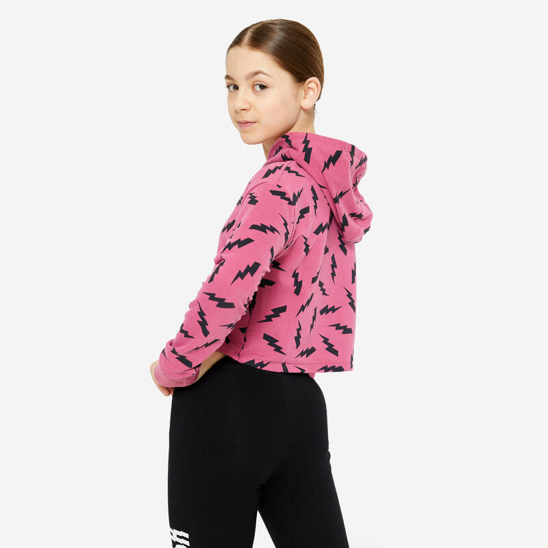 Sweat danse modern jazz crop avec capuche fille, rose cendré