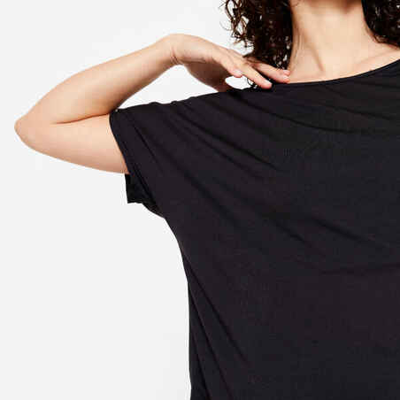 Women's Modern Dance Loose-Fit Short-Sleeved T-Shirt - Black