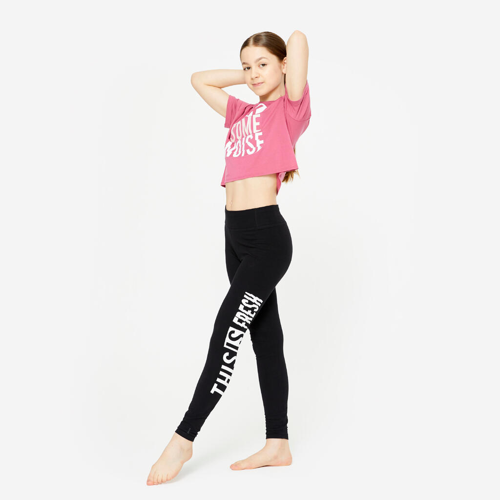 Tanz-Leggings Mädchen hohe Taille Modern Jazz  ‒  schwarz/weiss Print