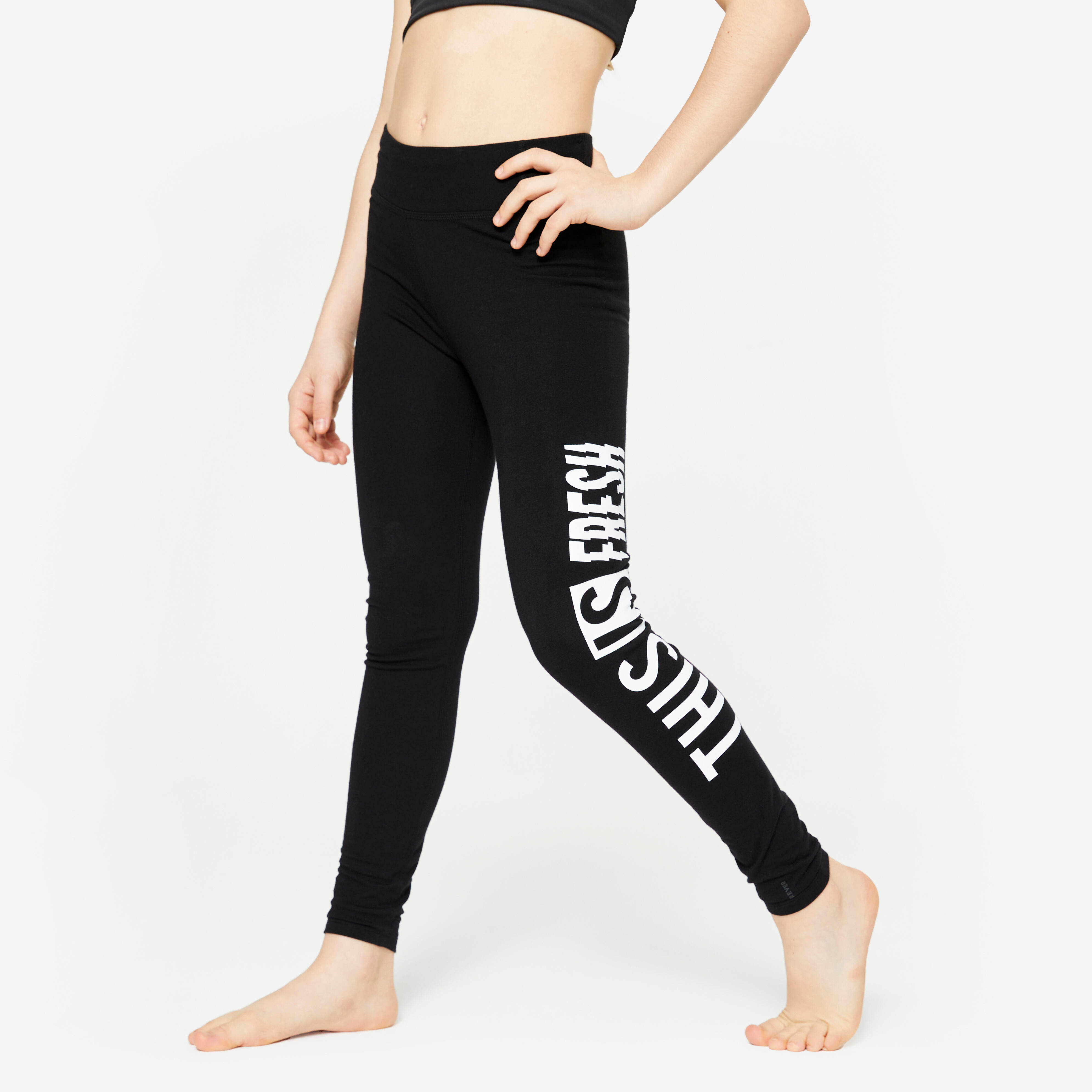 Girl's high-waisted dance legging - black