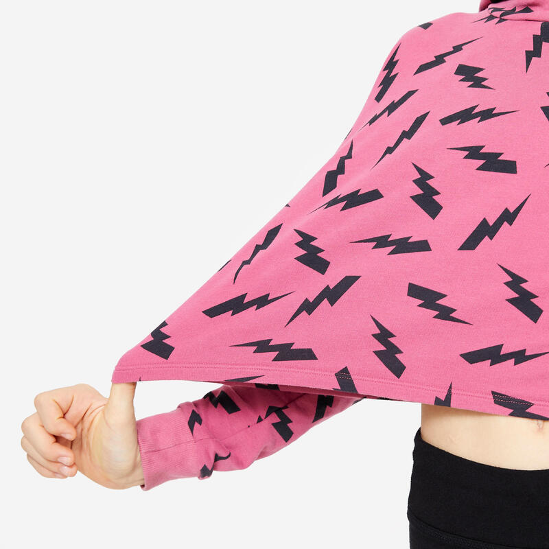 Sweat danse modern jazz crop avec capuche fille, rose cendré