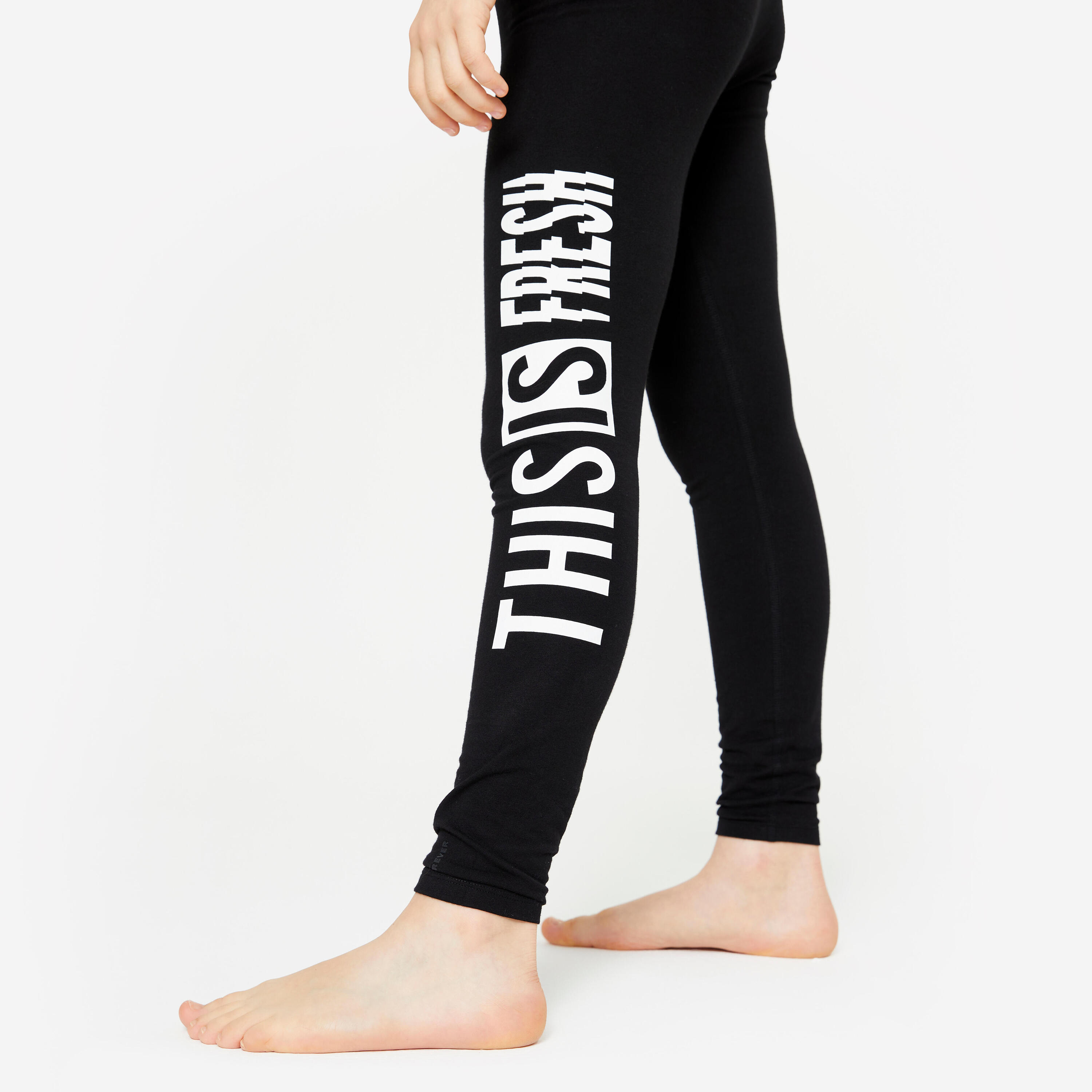 Tanz-Leggings Modern Dance hoher Taillenbund Mädchen - schwarz 3/5