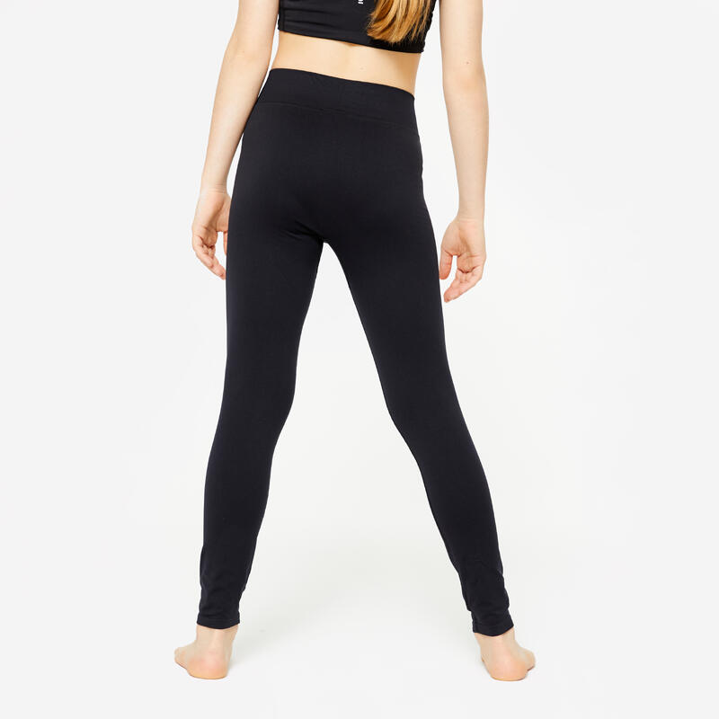 Naadloze legging met hoge taille voor modern jazz meisjes zwart