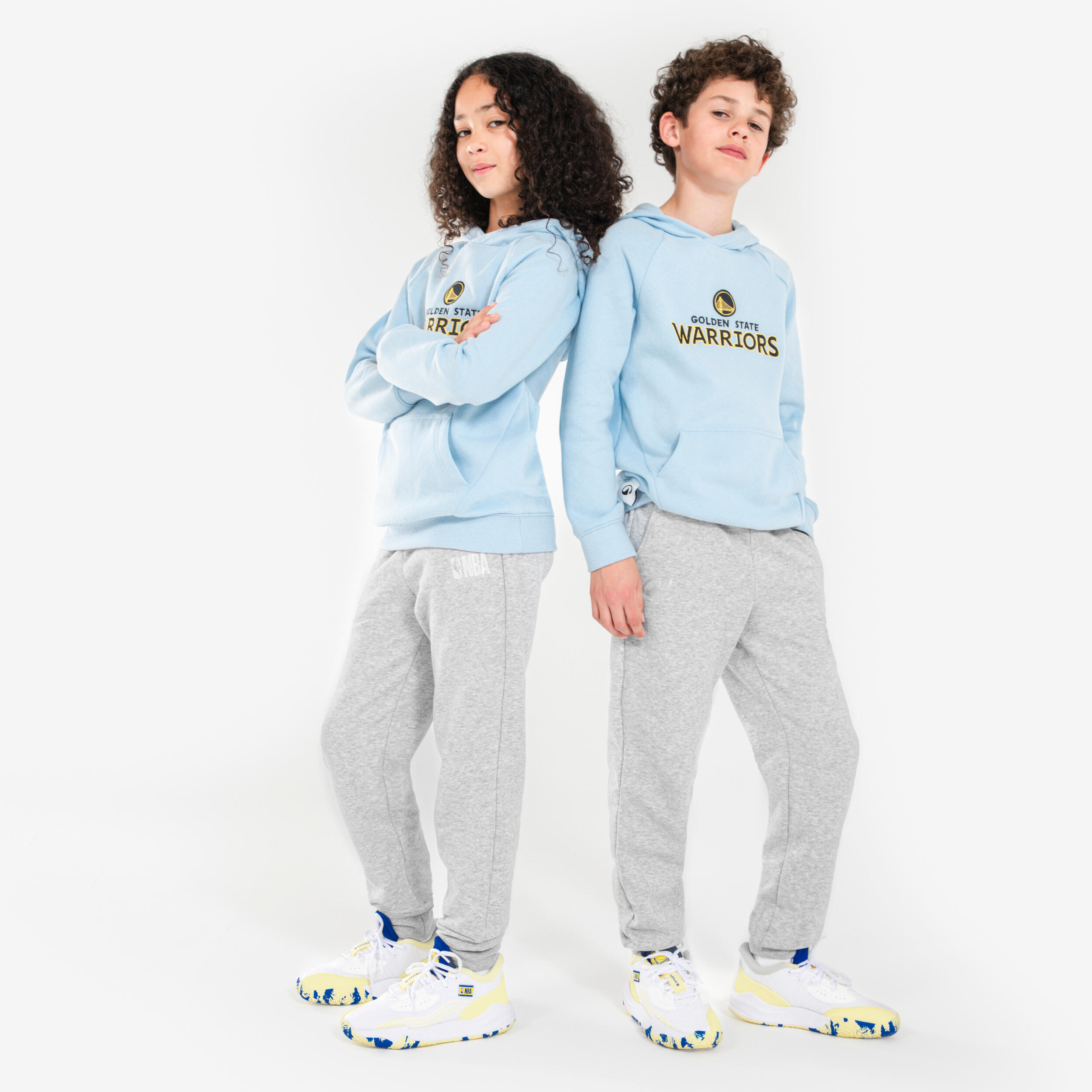 Felpa con cappuccio basket bambino unisex 900 NBA GOLDEN STATE WARRIORS celeste 3/8