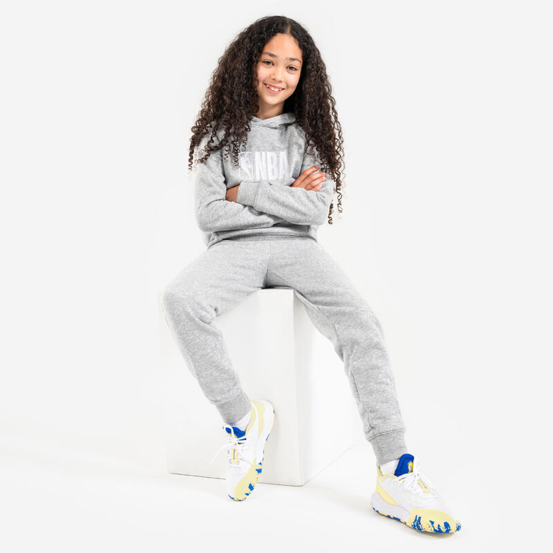 Basketbalhoodie voor kinderen 900 NBA grijs