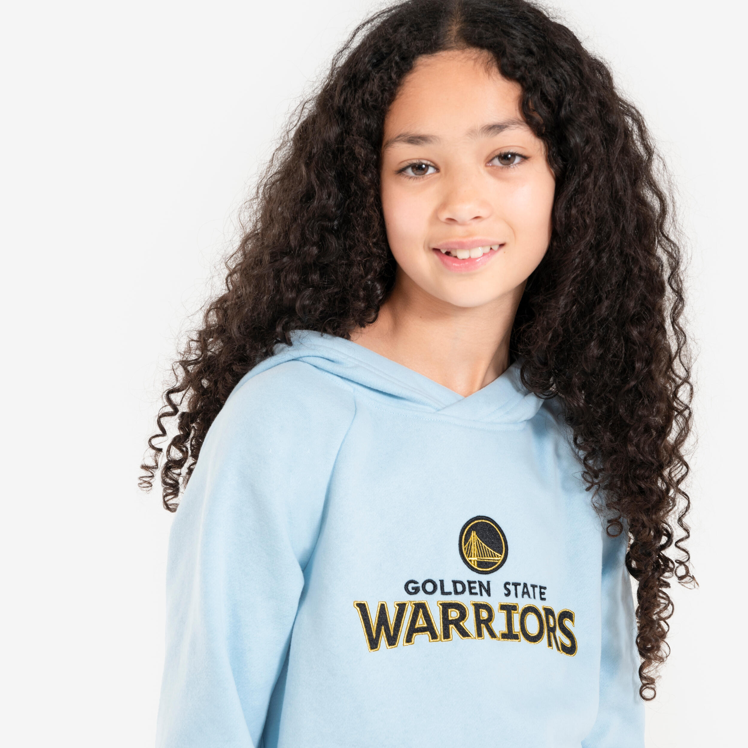 Felpa con cappuccio basket bambino unisex 900 NBA GOLDEN STATE WARRIORS celeste 5/8