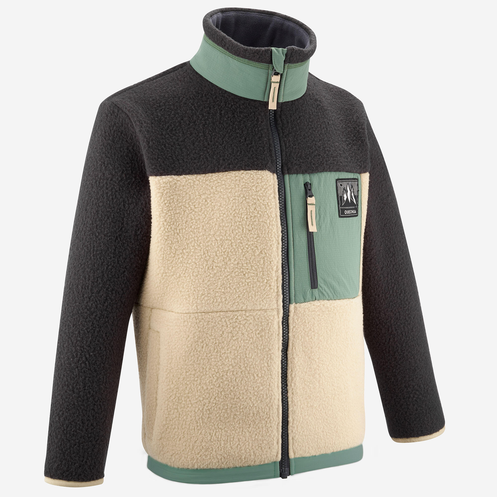 Polar sherpa cálido niño 7-15 años NH 900 cremallera camuflaje beige negro ve 7/14