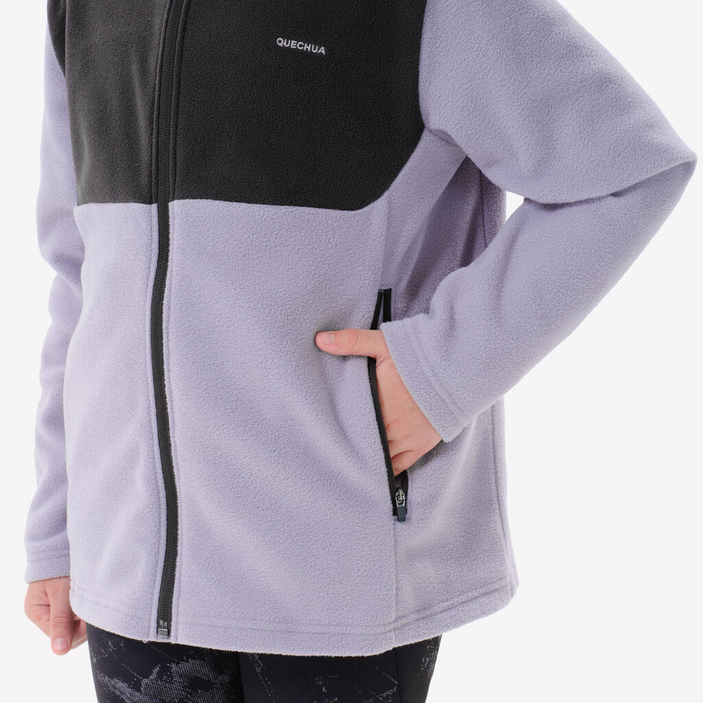 Kids’ hiking fleece jacket MH500 Zip, 7-15 years - Sky Blue