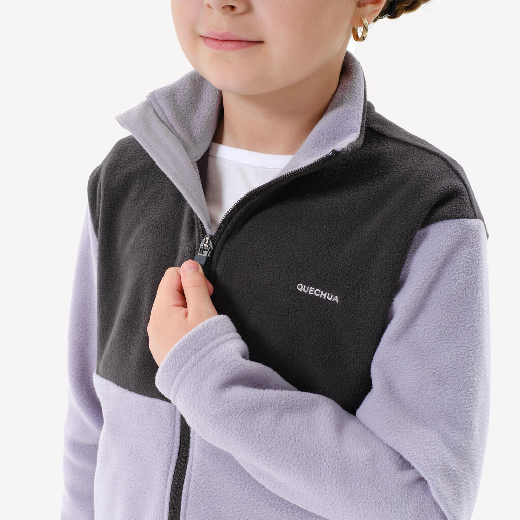 Kids’ hiking fleece jacket MH500 Zip, 7-15 years - Sky Blue