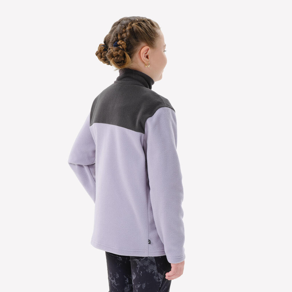 Kids’ hiking fleece jacket MH500 Zip, 7-15 years - Sky Blue