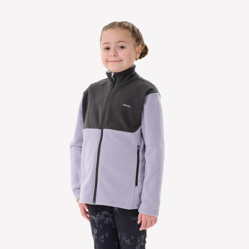 Kids’ hiking fleece jacket MH500 Zip, 7-15 years - Sky Blue