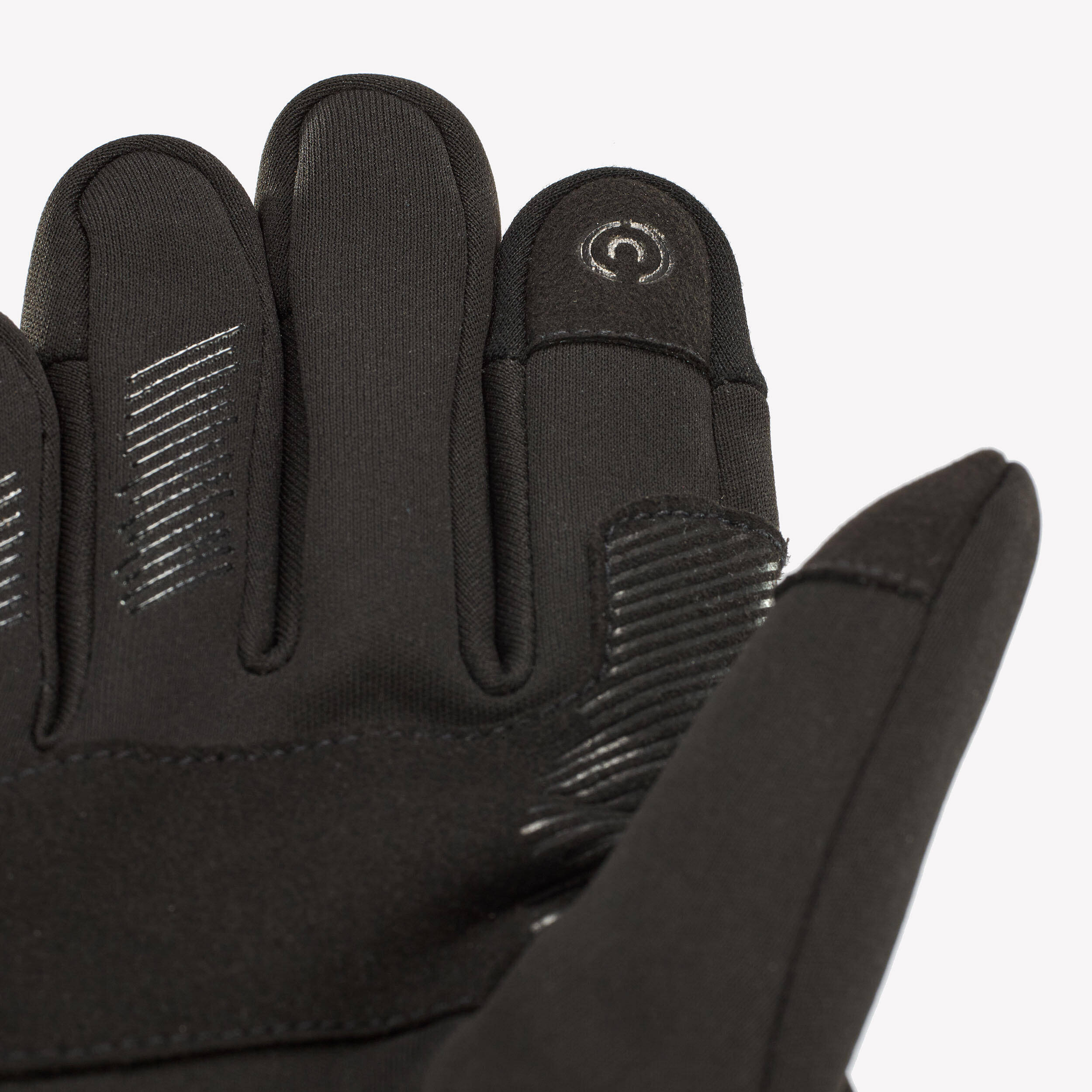 Kids’ tactile and stretch gloves, 6-14 years HIKE500 - Black -  3