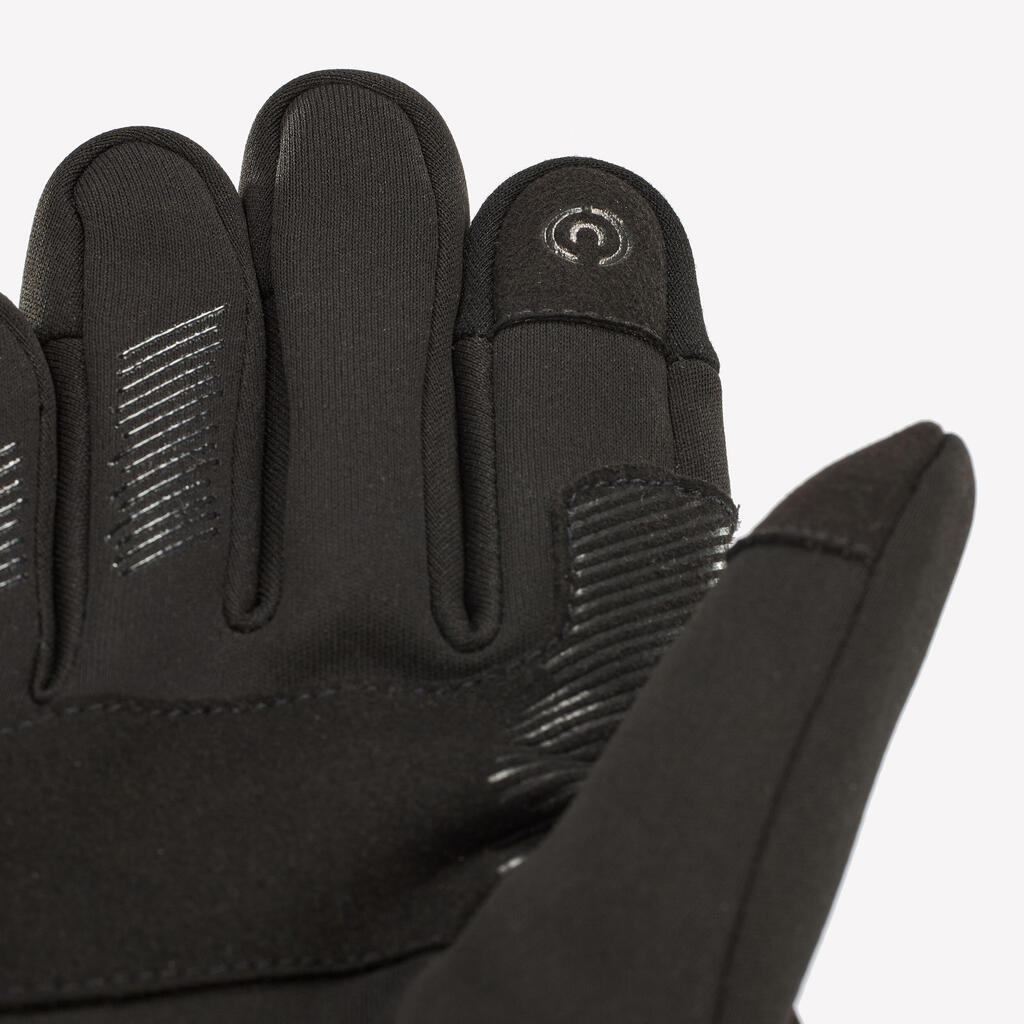 Kids’ tactile and stretch gloves, 6-14 years HIKE500 - Black