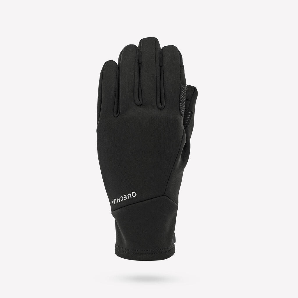 Kids’ tactile and stretch gloves, 6-14 years HIKE500 - Black