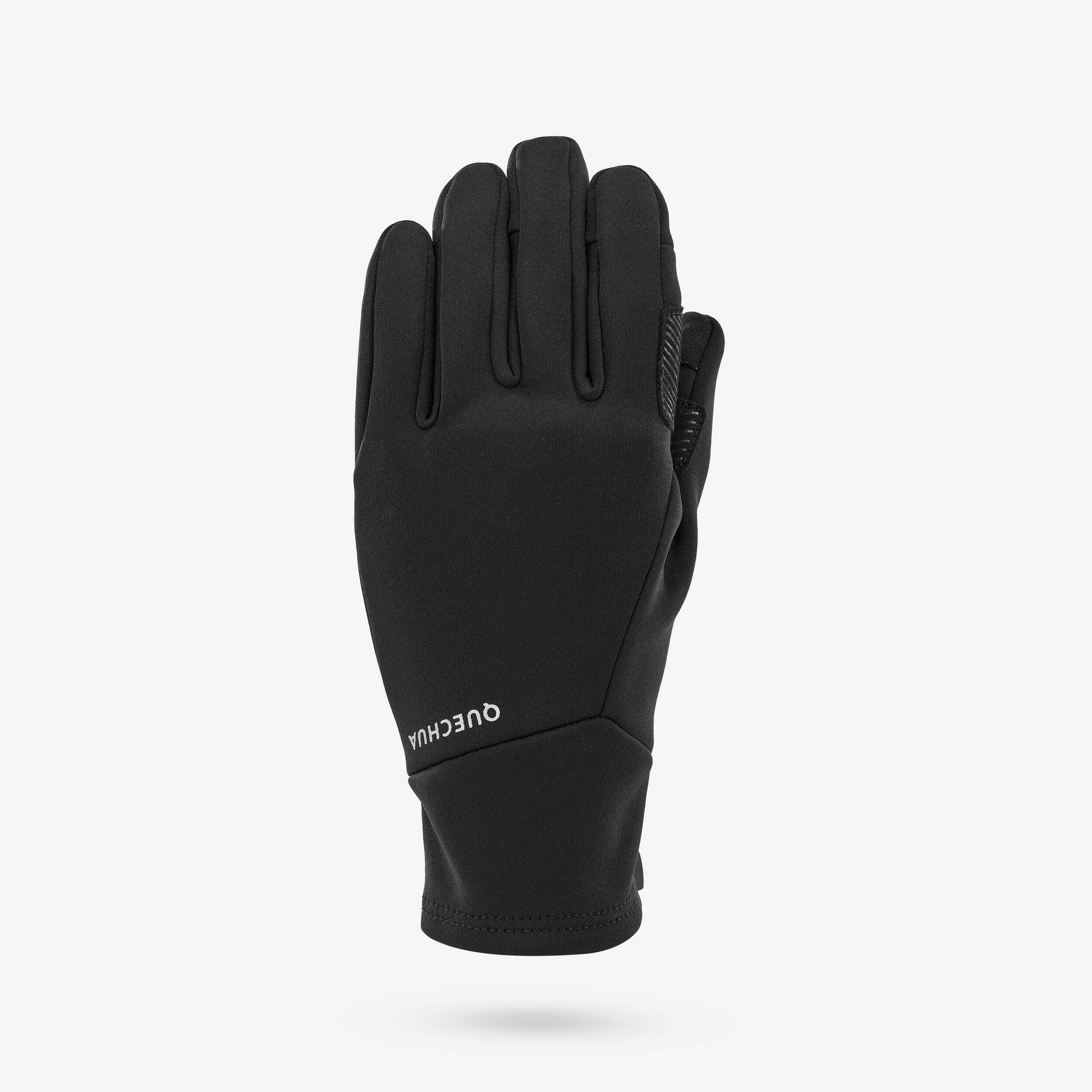 Kids’ tactile and stretch gloves, 6-14 years HIKE500 - Black -  2