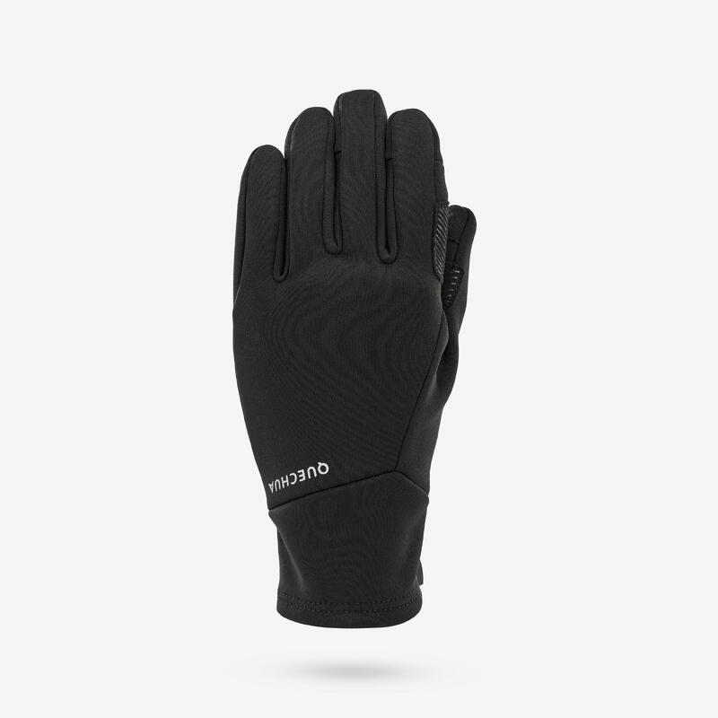 Mănuși Inserții Tactile Drumeție HIKE500 Stretch Negru Copii 6-14 ani