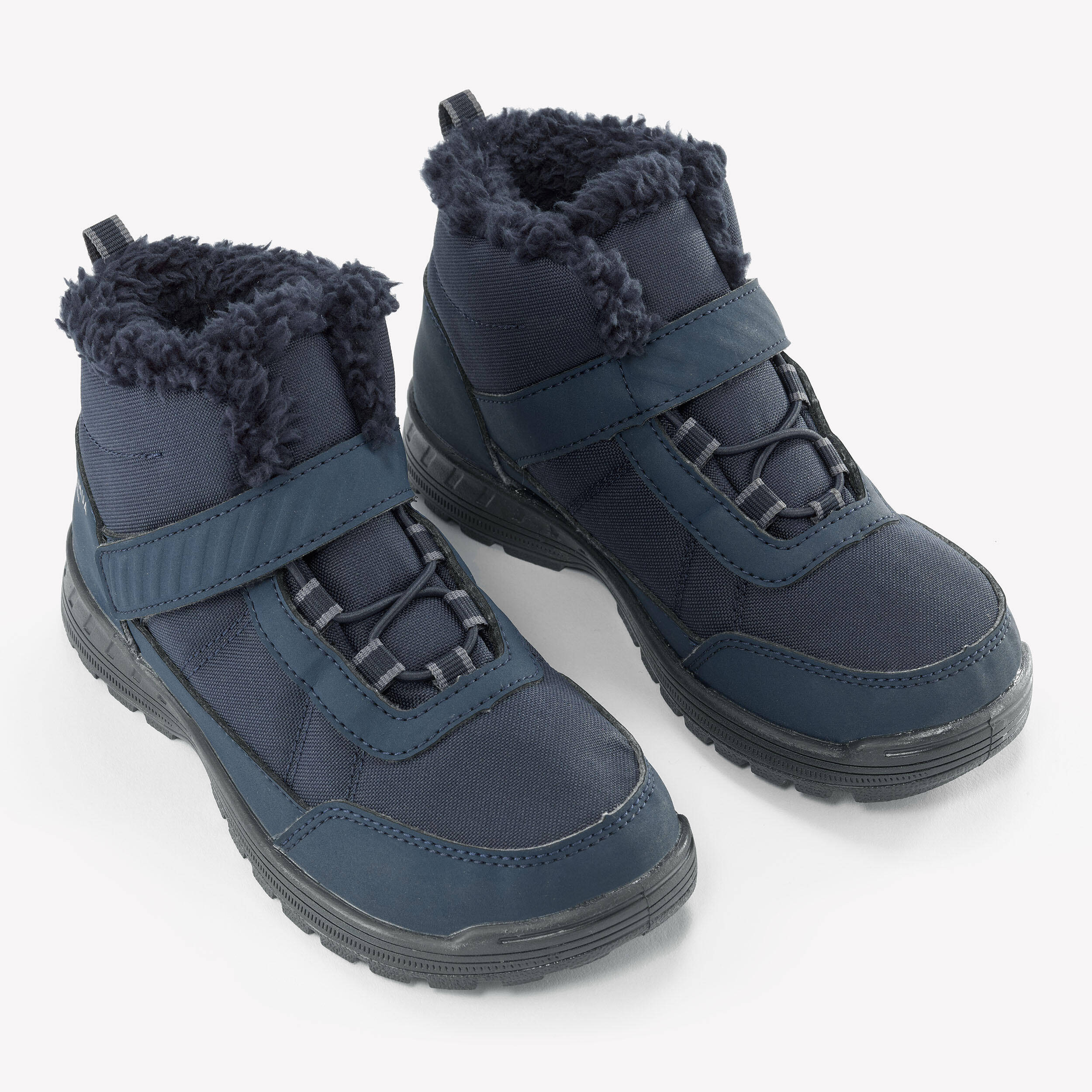 Kids warm and waterproof hiking boots, UK JR sizes 7-2, SH100 Rip-tab -  2