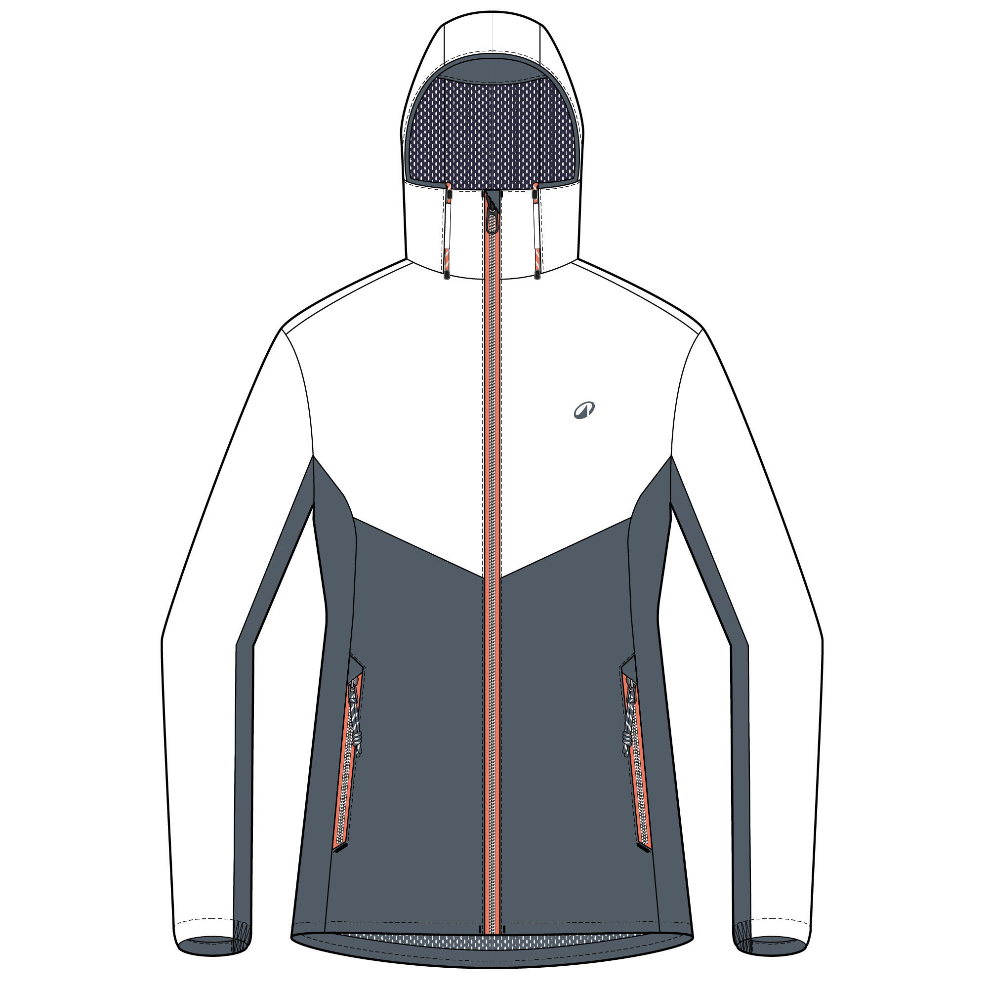 Gebraucht - Segeljacke Regenjacke Damen wasserdicht Sailing 100 grau/weiß 53/54