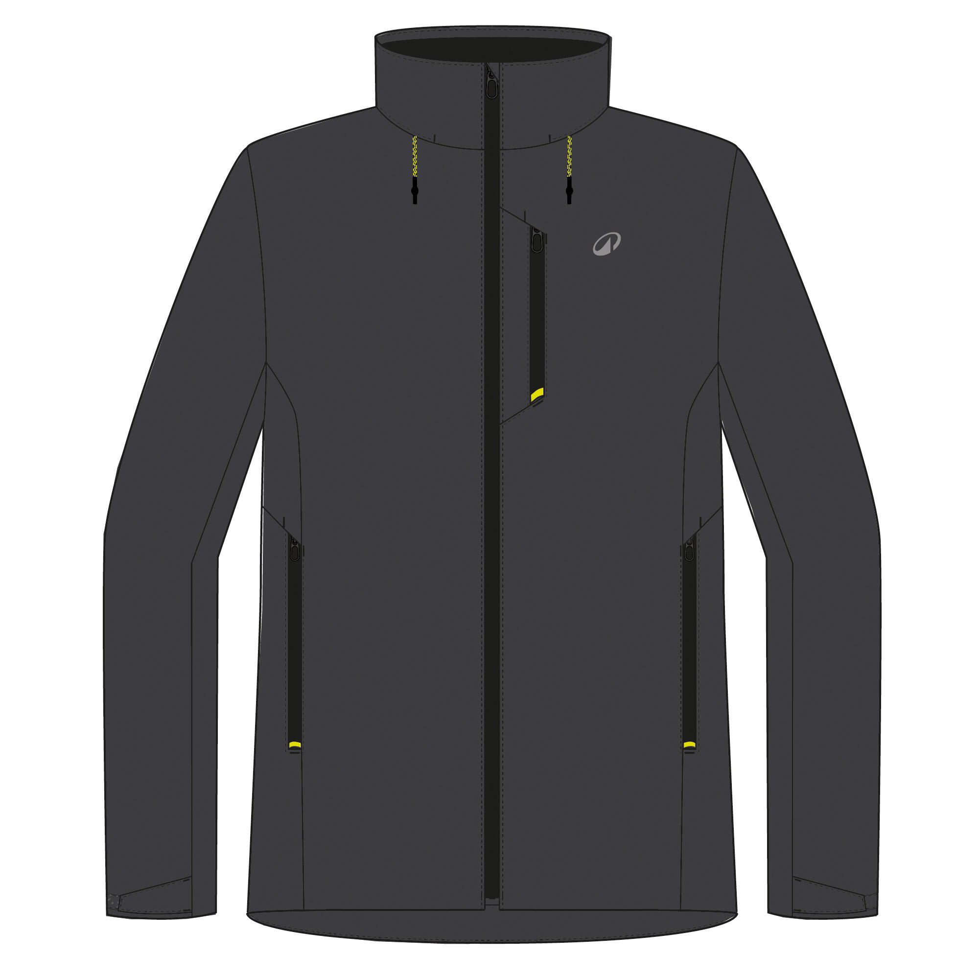 Veste imperméable coupe-vent de voile femme sailing 500 gris foncé capuche jaune 62/71