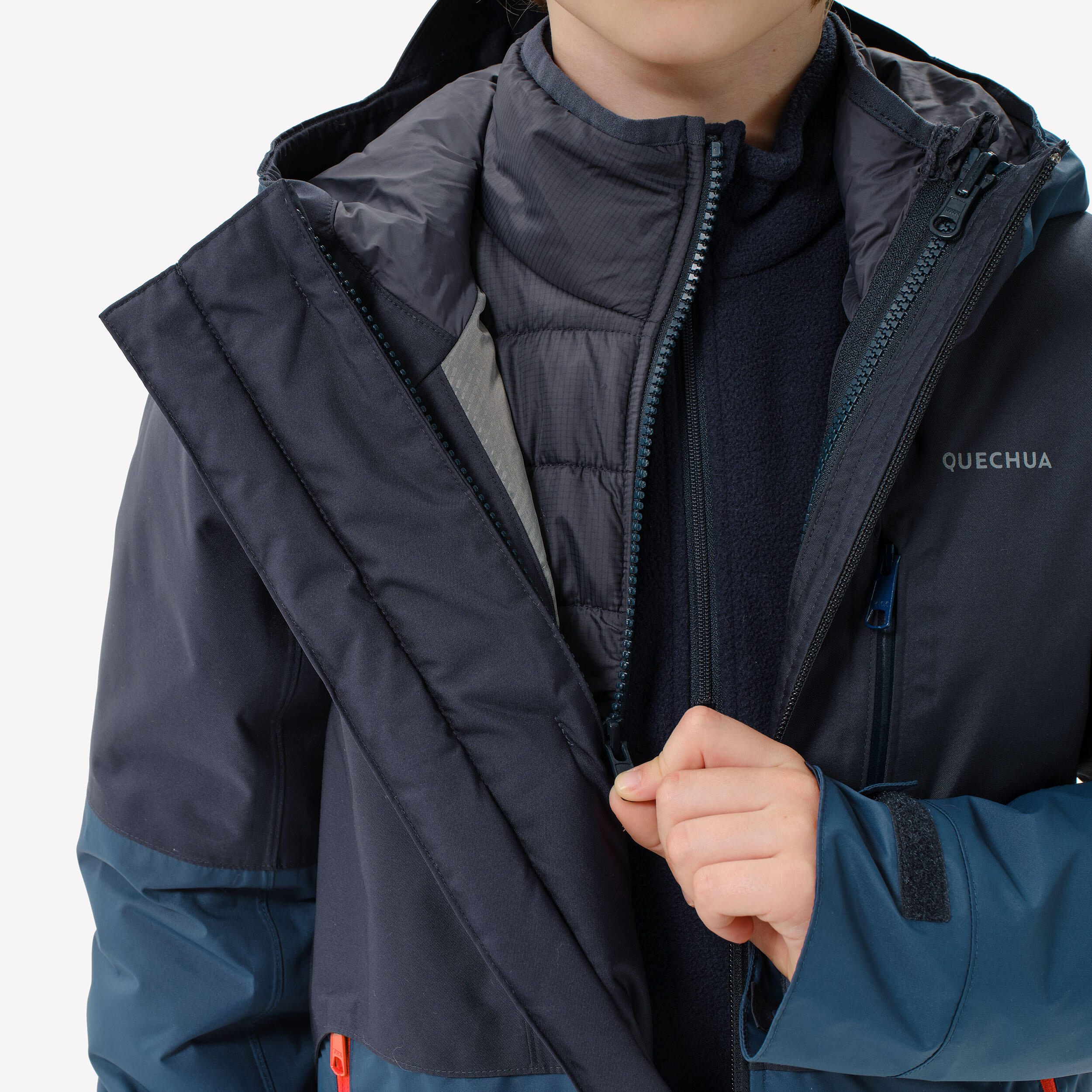 Kids' 3-in-1 Jacket with Inner Padded Jacket MH500 7-15 Years -  Blue