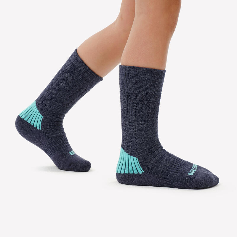 Chaussettes chaudes de randonnée - SH100 MID - enfant X2 paires