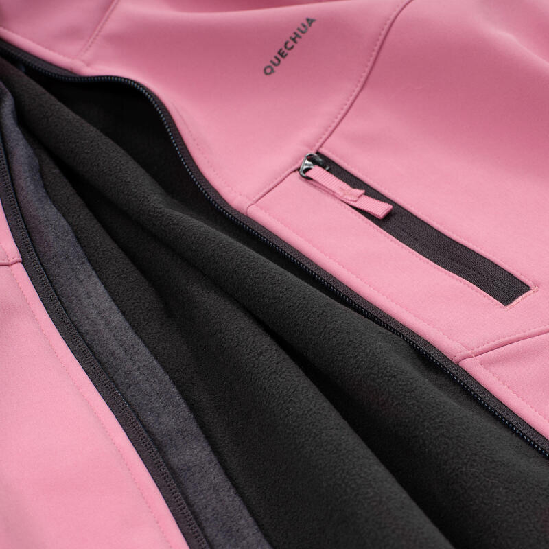 Geacă softshell de drumeție copii 7-15 ani, MH900 roz