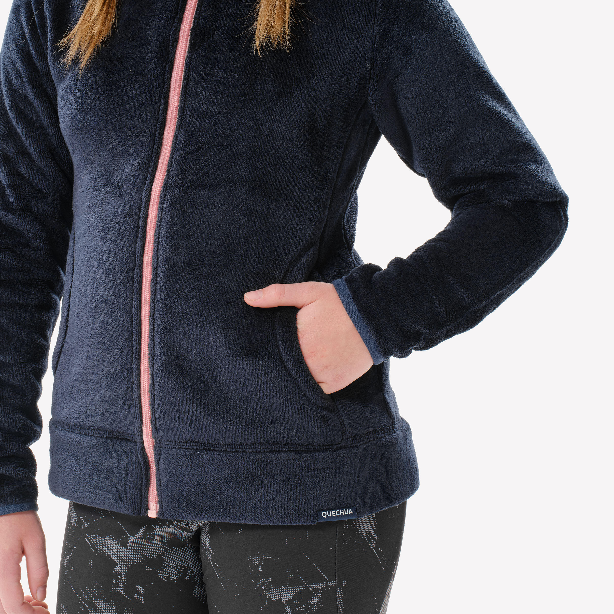 Warm hiking fleece jacket - MH500 navy blue - children 7-15 years