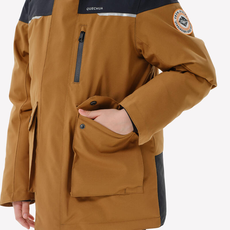 Parka montagna bambino SH900 impermeabile marrone grigio | -23°C