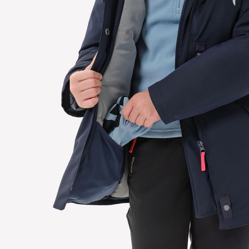 Parka chaude et imperméable de randonnée fille 7-15 ans, NH900 bleu