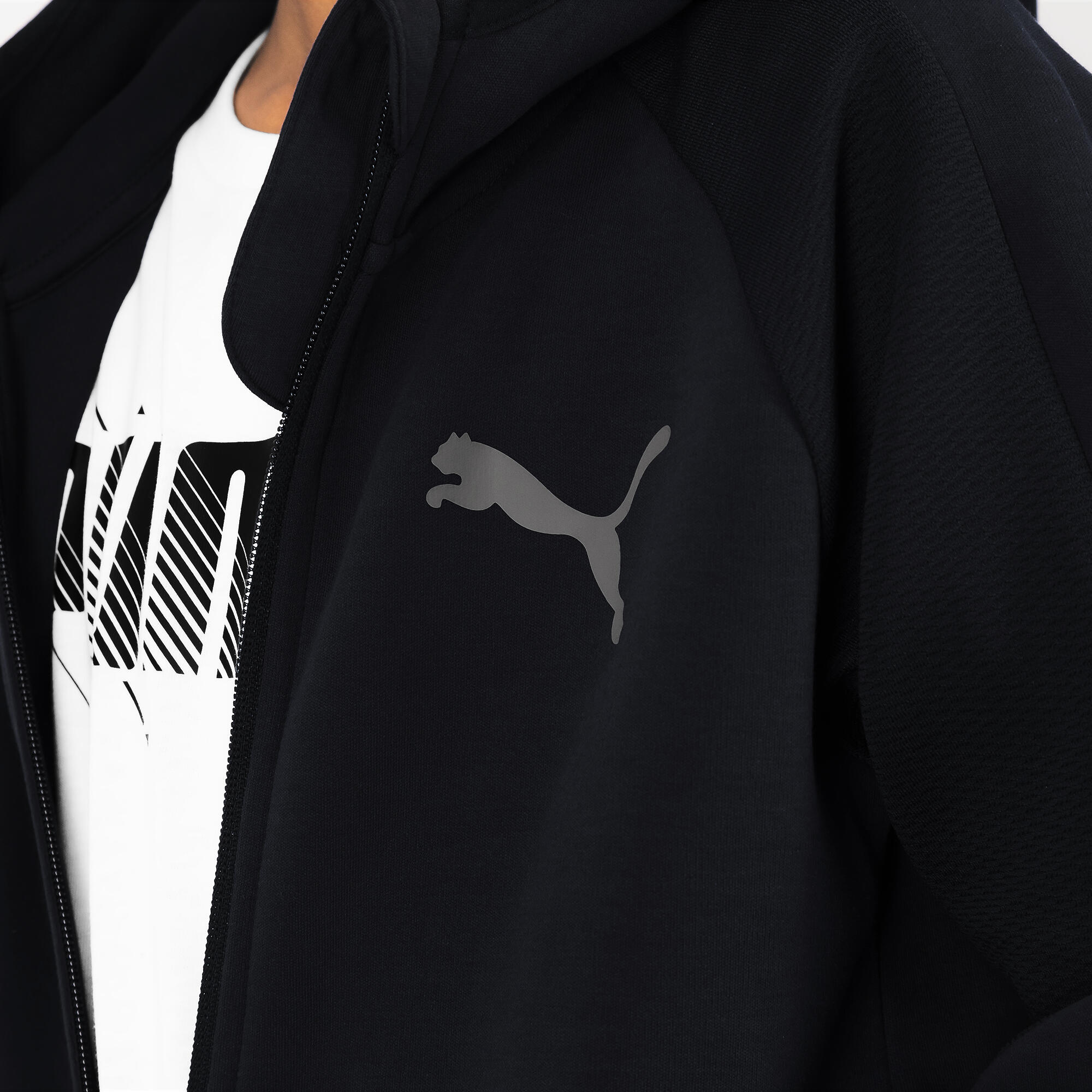 Felpa Puma bambino ginnastica con cappuccio e zip pesante nera 4/5