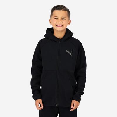 Felpa Puma bambino ginnastica con cappuccio e zip pesante nera