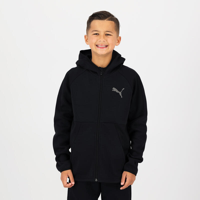 Hoodie met rits voor gym kinderen zwart