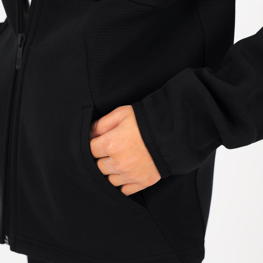 Vaikiškas džemperis su gobtuvu ir užtrauktuku, juodas