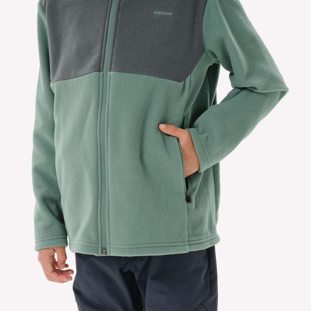 Kids’ hiking fleece jacket MH500 Zip, 7-15 years - Sky Blue