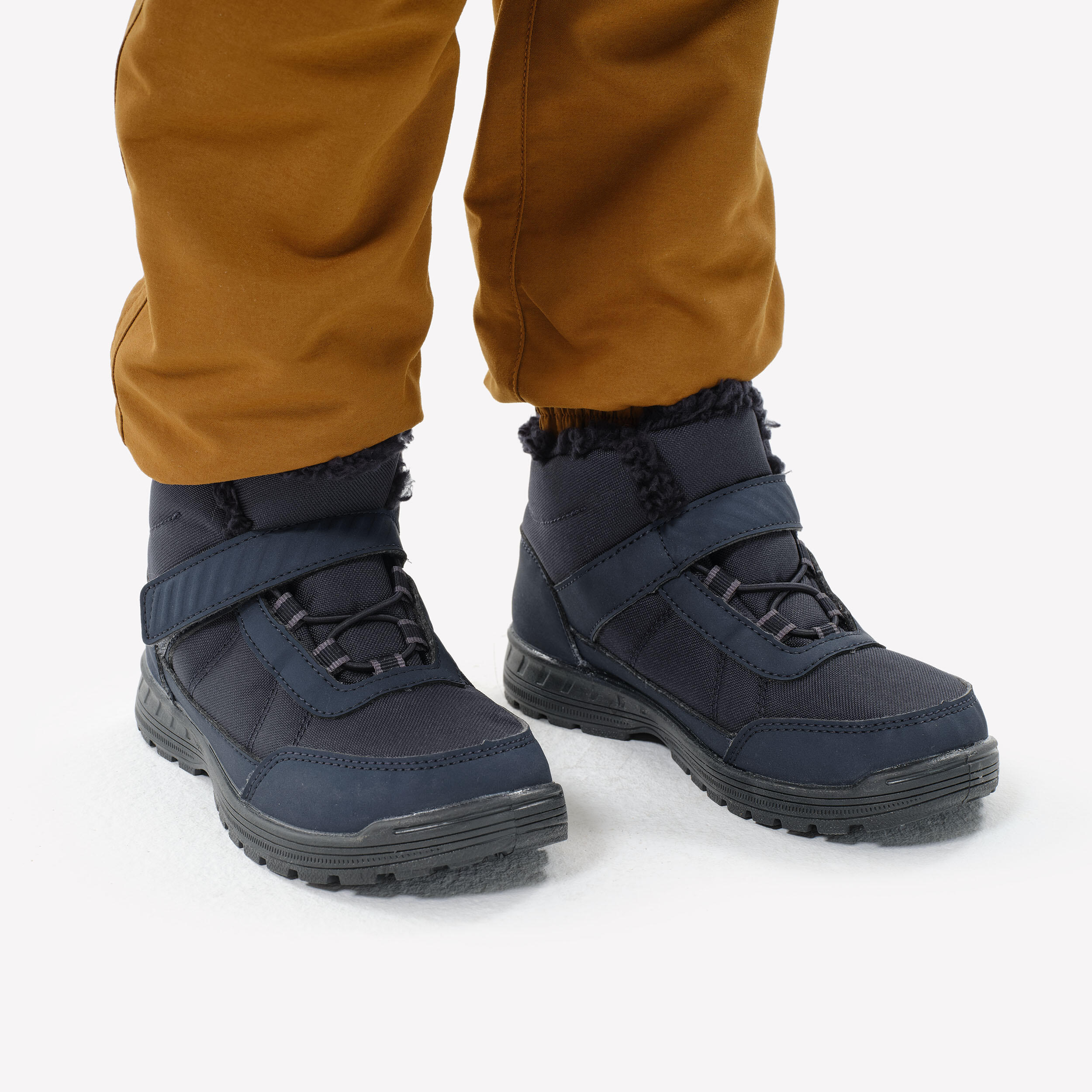 Botas cálidas impermeables con velcro de niños para senderismo 24-34 SH100