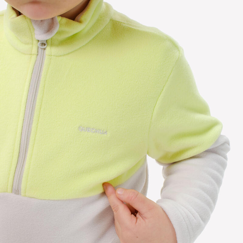 Polaire de randonnée enfant 2-6 ans, MH500 demi zip jaune et beige