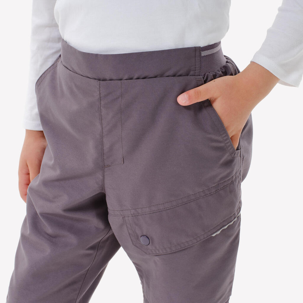 CHILDREN'S WARM WATER REPELLENT HIKING TROUSERS - SH100 X-WARM - AGE 2-6