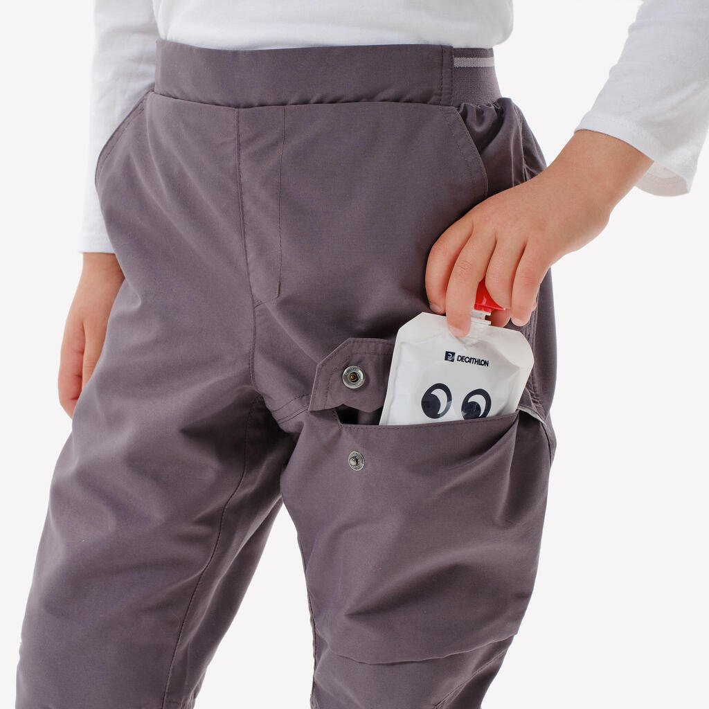 CHILDREN'S WARM WATER REPELLENT HIKING TROUSERS - SH100 X-WARM - AGE 2-6