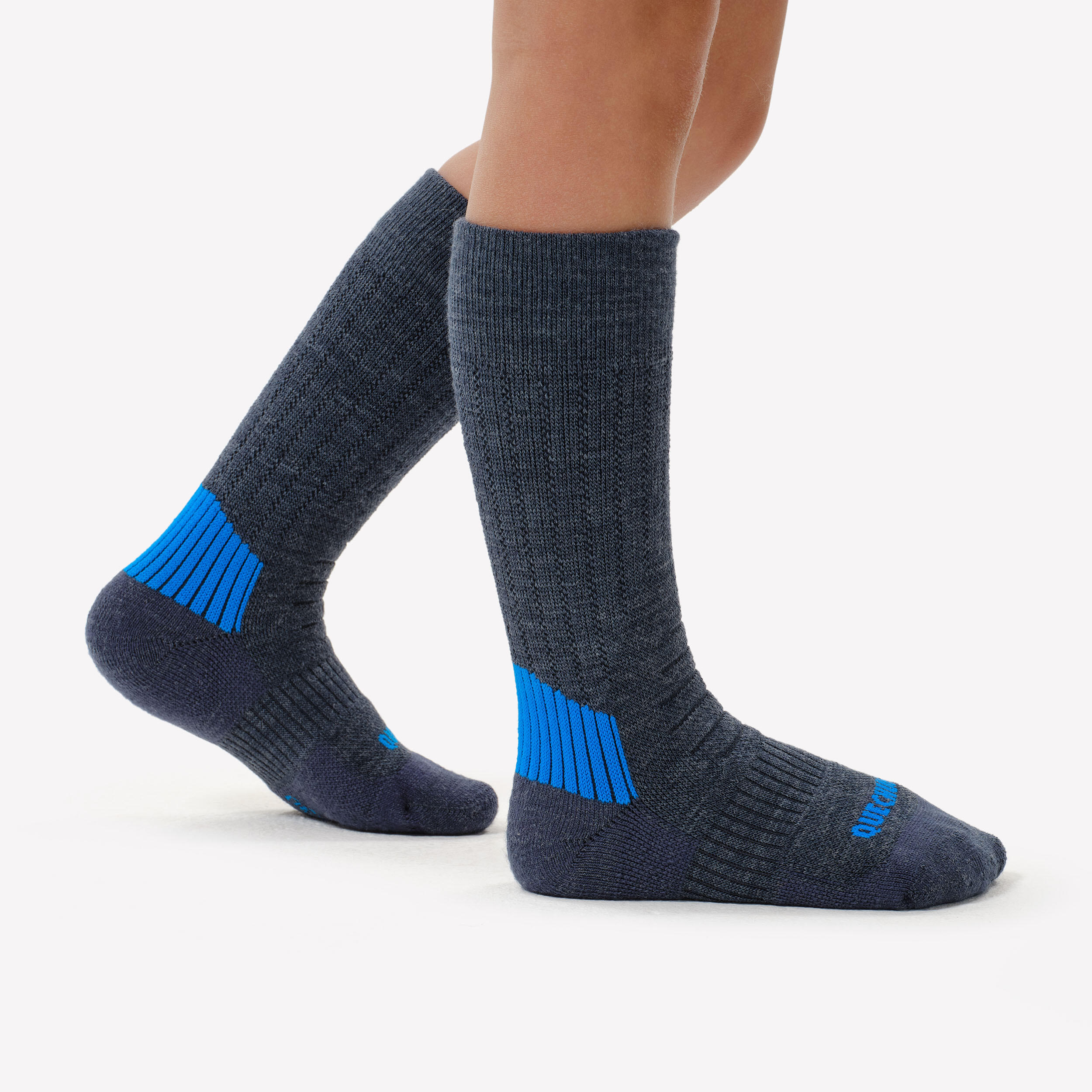 Calze calde montagna bambino SH100 MID grigie e blu | 2 paia 9/10