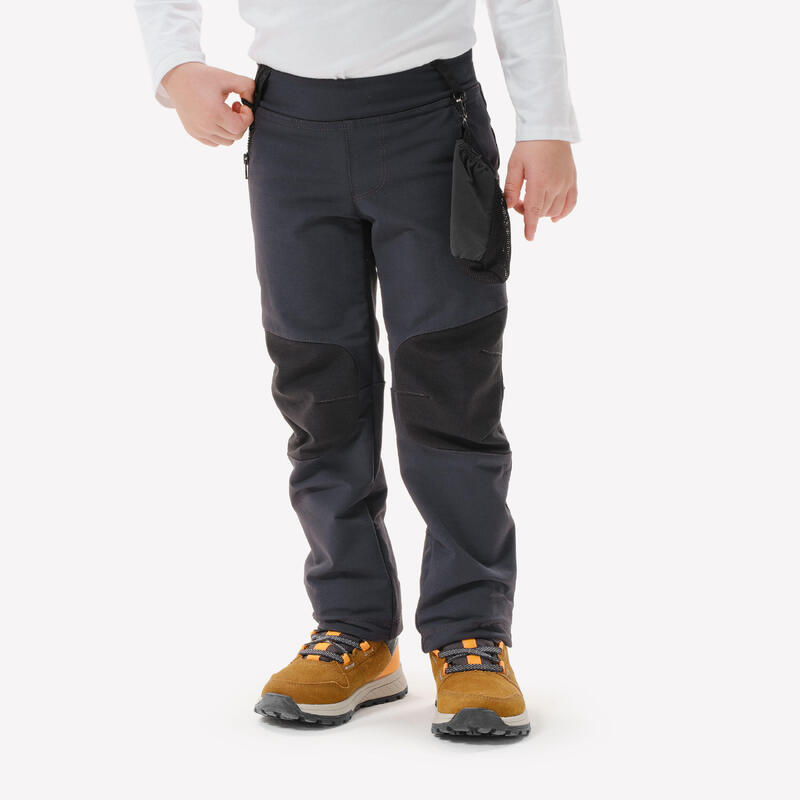 Dětské turistické softshellové kalhoty MH 550 tmavě šedé