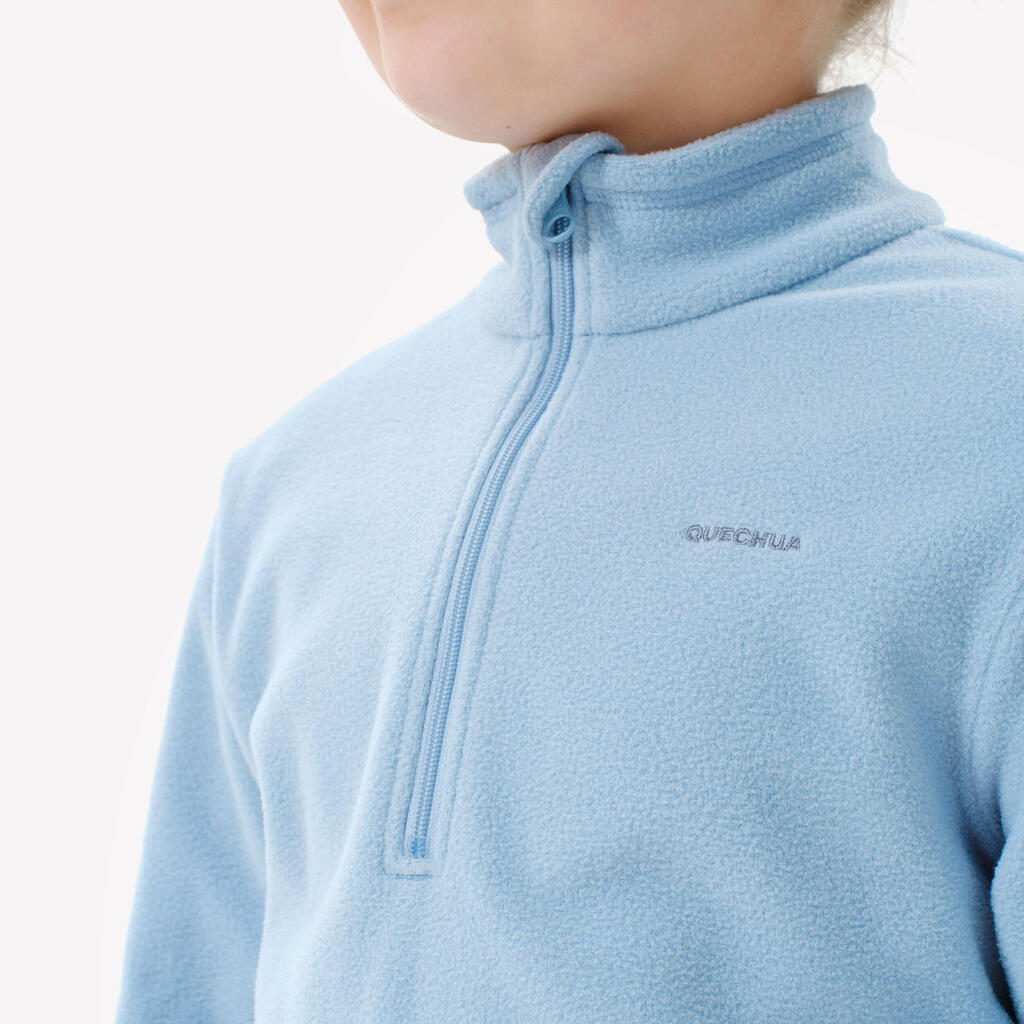Kids’ Hiking Fleece Jacket MH100 - 7-15 years - Half Zip - Blue